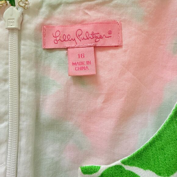 Lilly Pulitzer Mila Pink Pout Flamenco Cotton Front Zip Sleeveless Dress Sz 16 - Picture 4 of 10